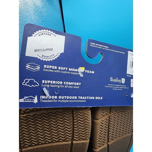 NEW Wembley Men's Large 9.5-10.5 Slip On Fuax Fur suede Clog Slippers Brown - Picture 5 of 6